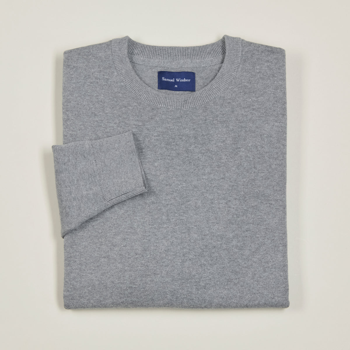 Crew Neck Jumper - Grey - Folded