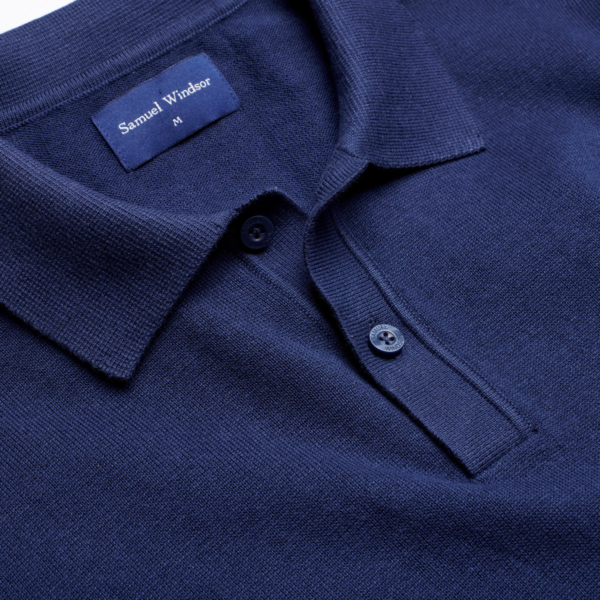 Knitted Polo - Navy - Neckline Detail