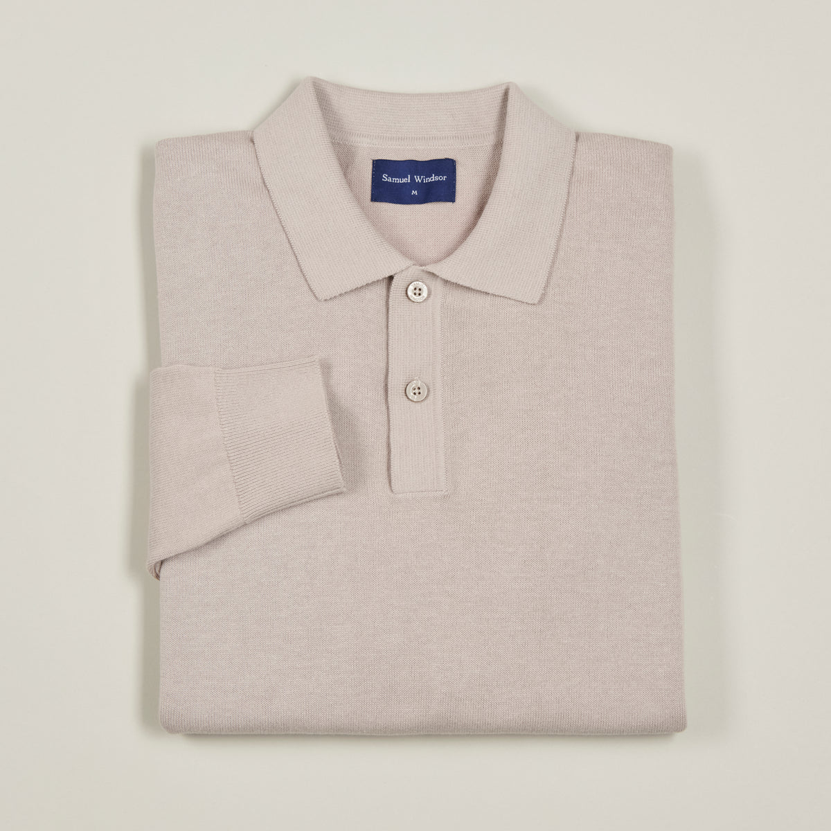 Knitted Polo - Taupe - Folded