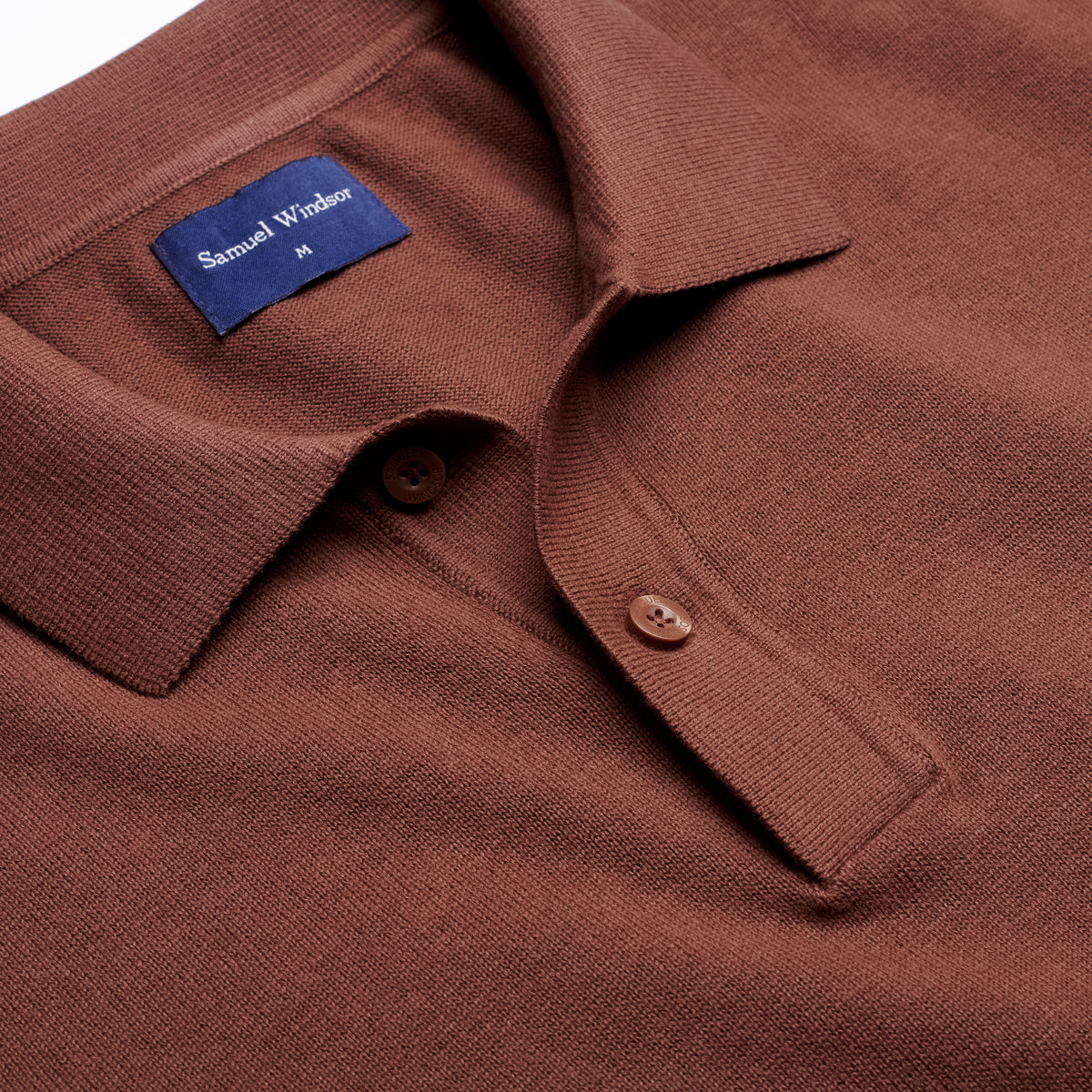 Knitted Polo - Chocolate - Neckline Detail