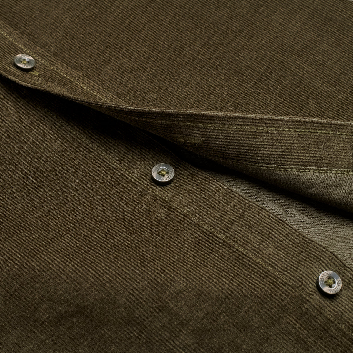 Corduroy Shirt - Dark Olive - Buttons Detail