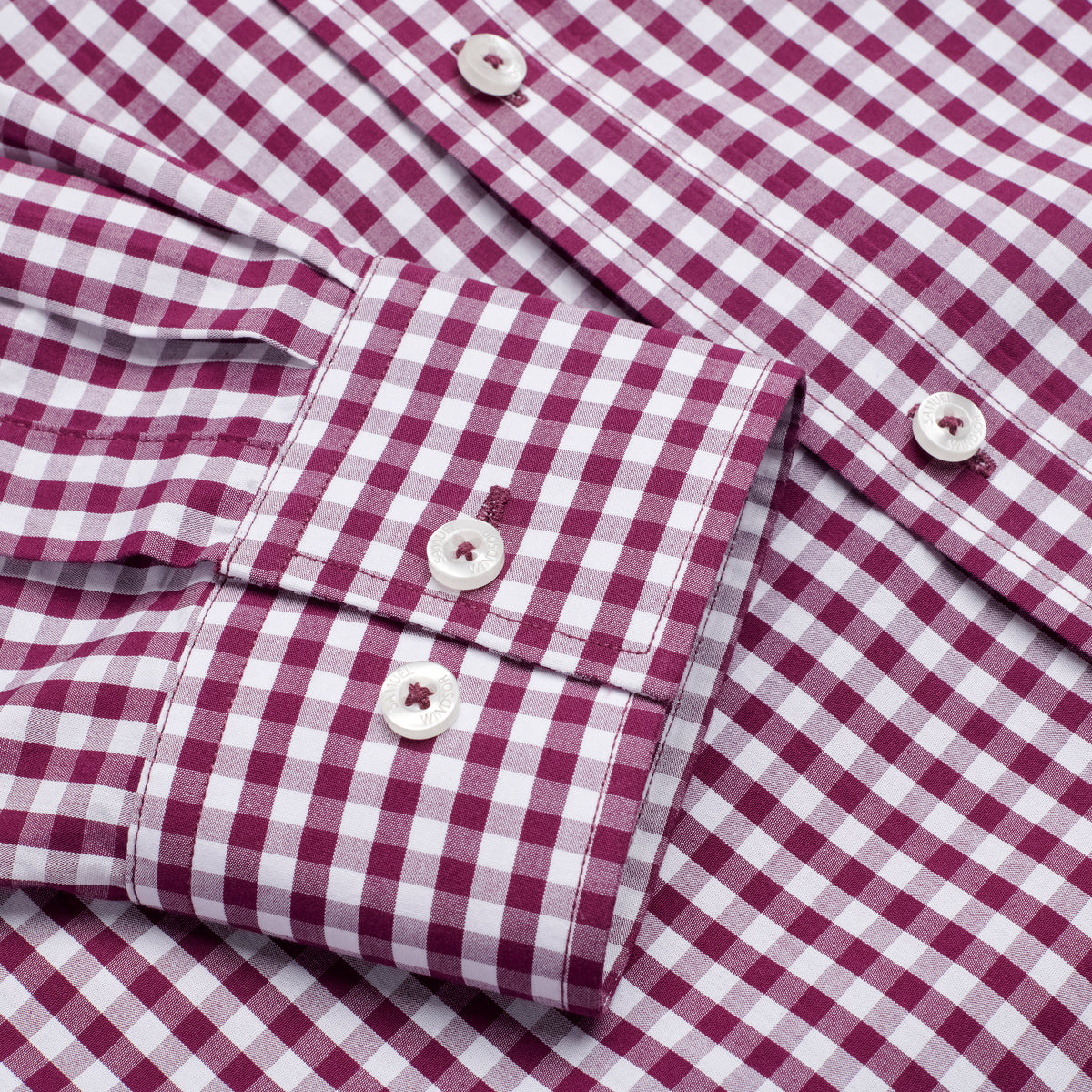Poplin Shirt - Berry Check - Sleeve Detail