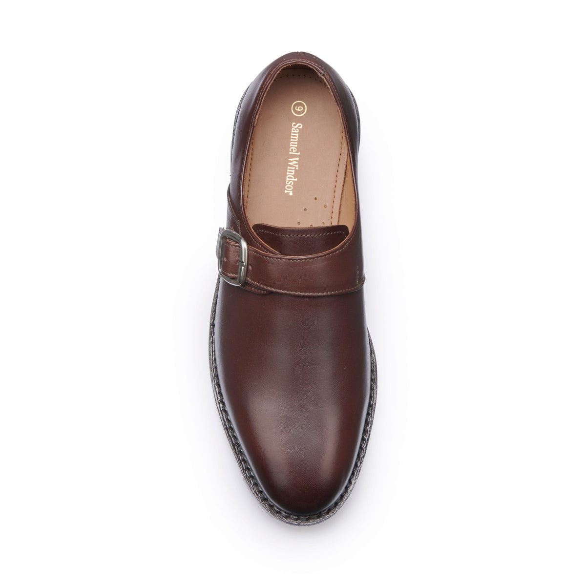 Monk Shoe - Dark Brown - overhead view