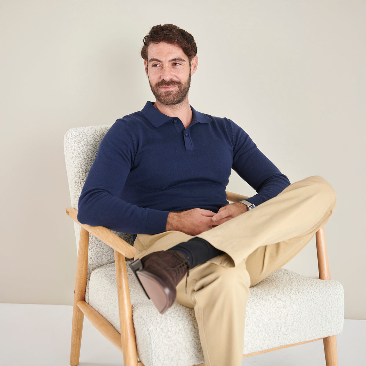 Knitted Polo - Navy - Lifestyle Front