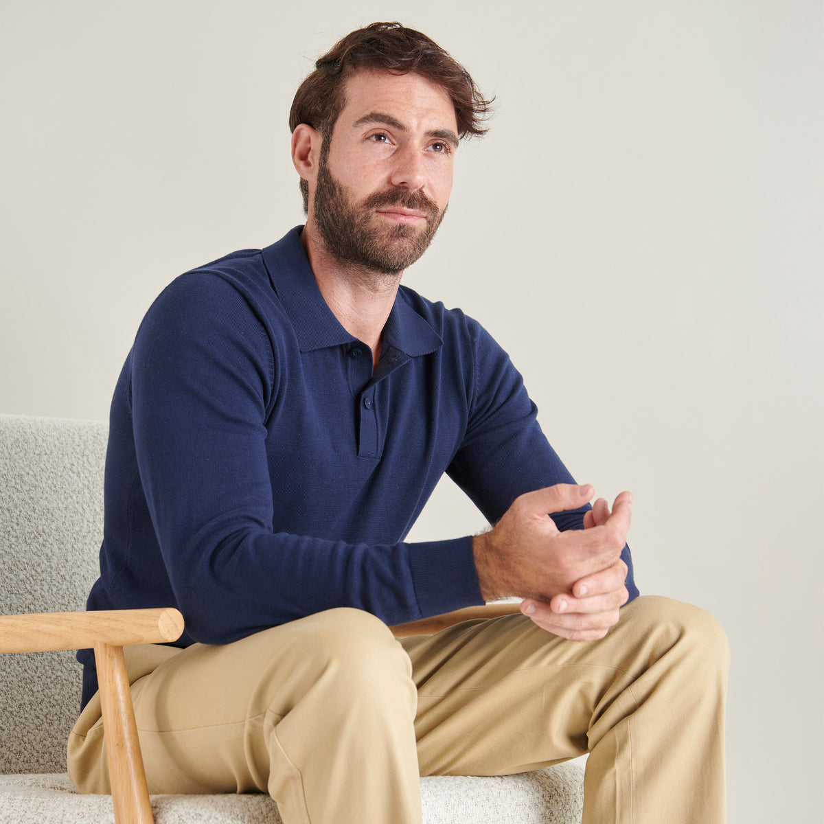 Knitted Polo - Navy - Lifestyle Front