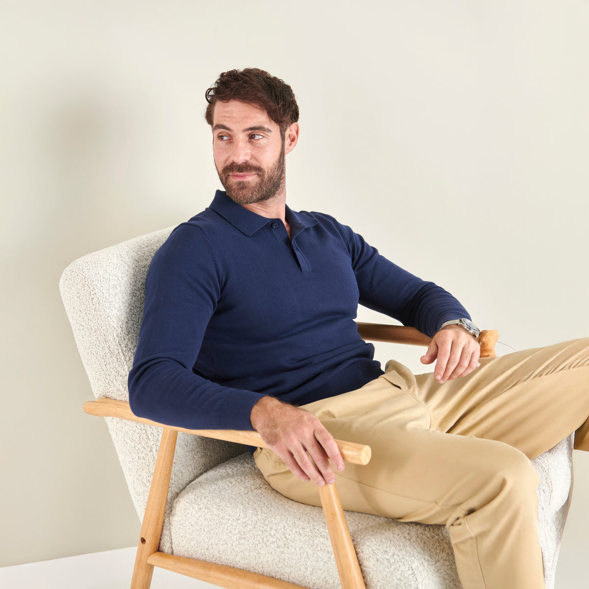 Knitted Polo - Navy - Lifestyle Front