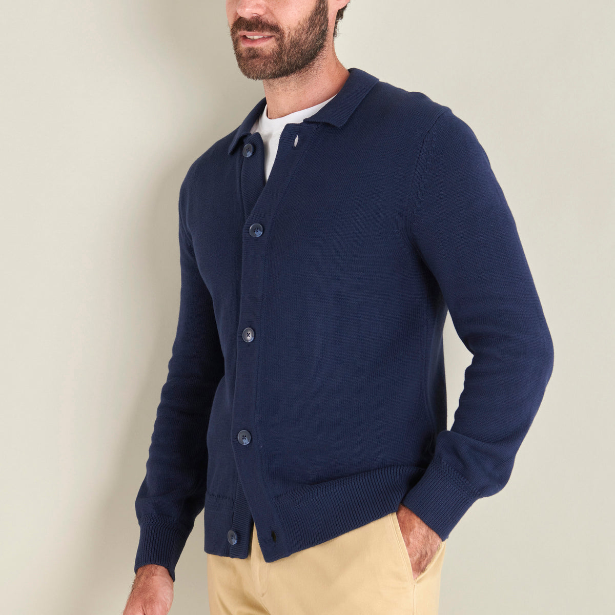 Knitted Cardigan - Navy - Lifestyle Front