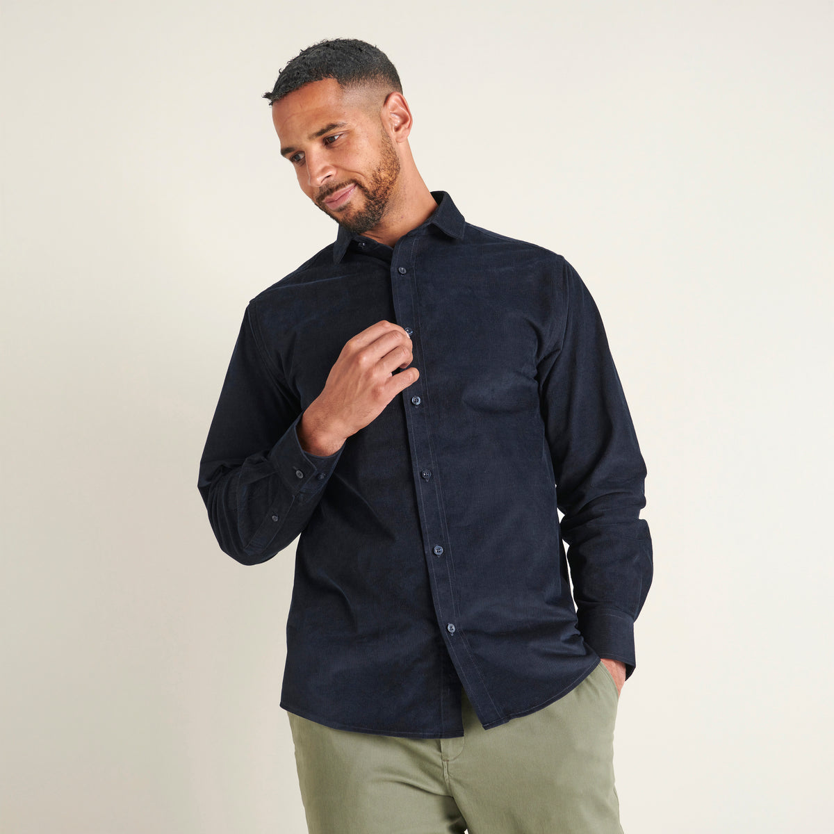 Corduroy Shirt - Navy - Lifestyle Front