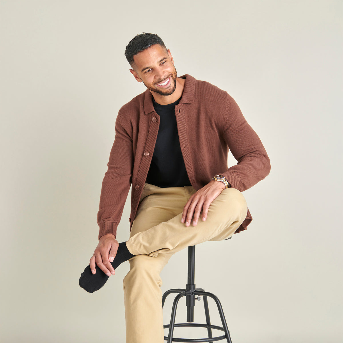 Knitted Cardigan - Chocolate - Lifestyle Front