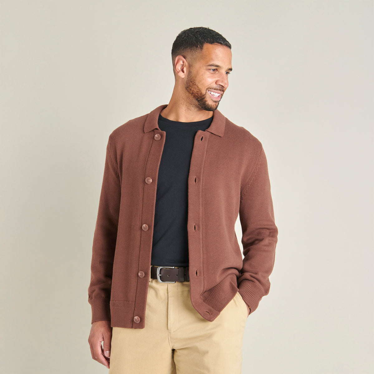Knitted Cardigan - Chocolate - Lifestyle Front