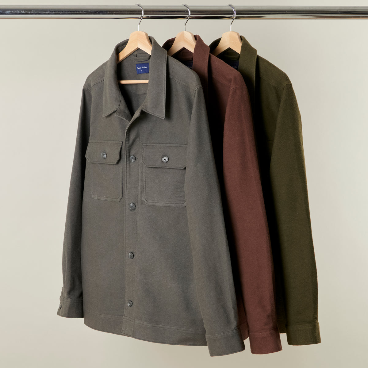 Moleskin Overshirt - Dark Olive - Group Shot