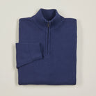 Quarter-Zip Knitted Jumper - Navy - Folded