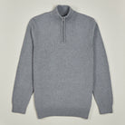 Quarter-Zip Knitted Jumper - Grey - Front