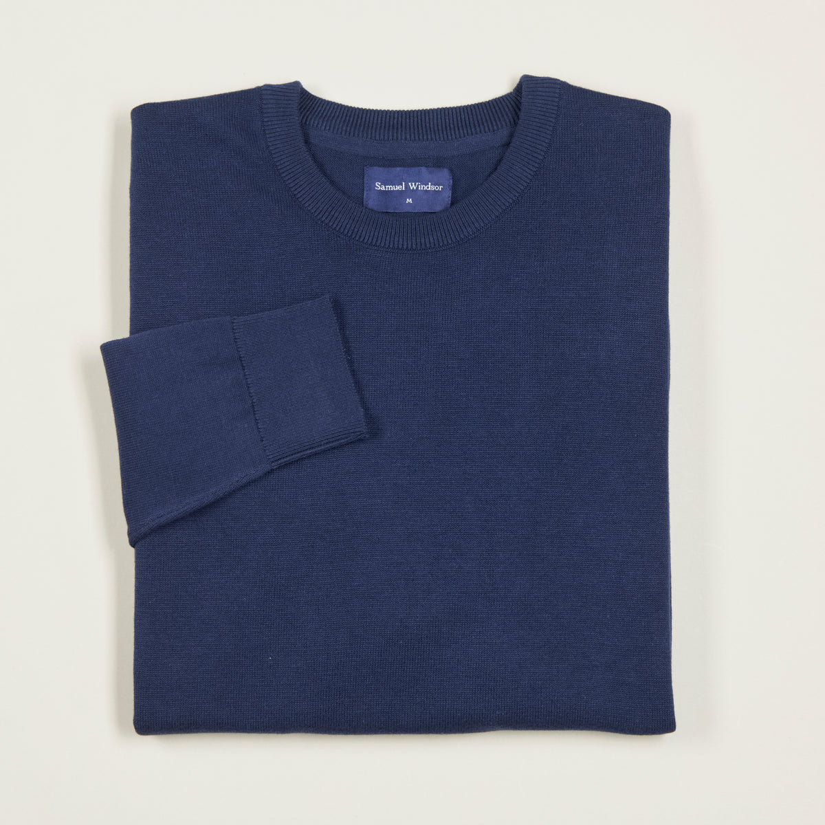 Crew Neck Jumper - Navy - Folded