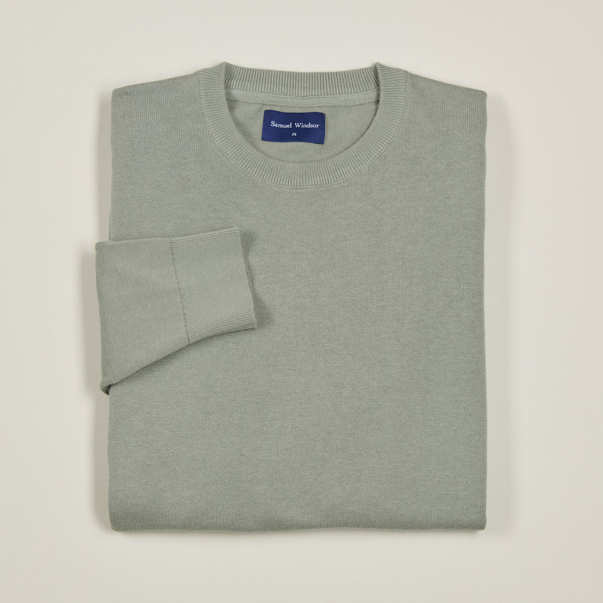 Crew Neck Jumper - Olive - Folded