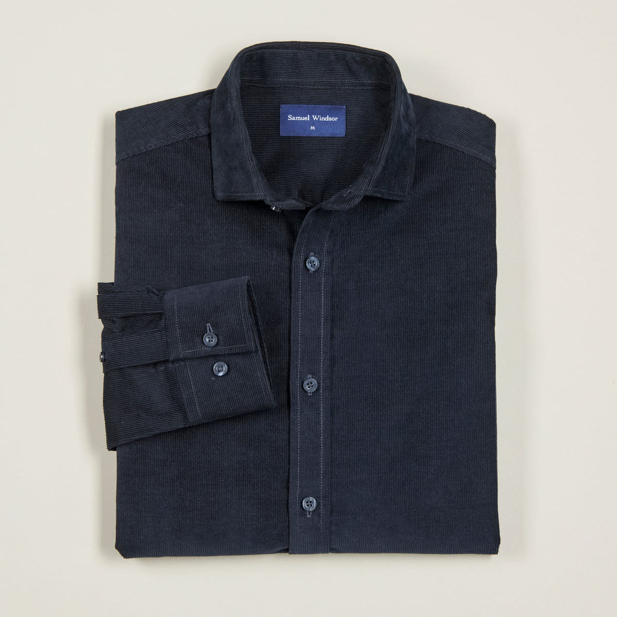 Corduroy Shirt - Navy - Folded