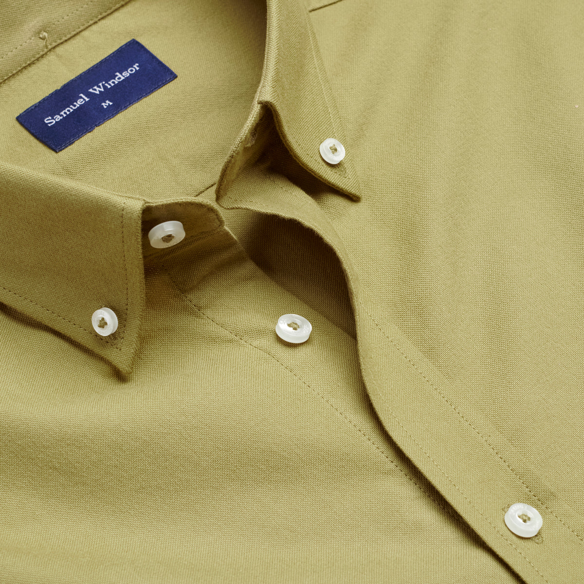 Oxford Shirt - Light Olive - Neckline Detail