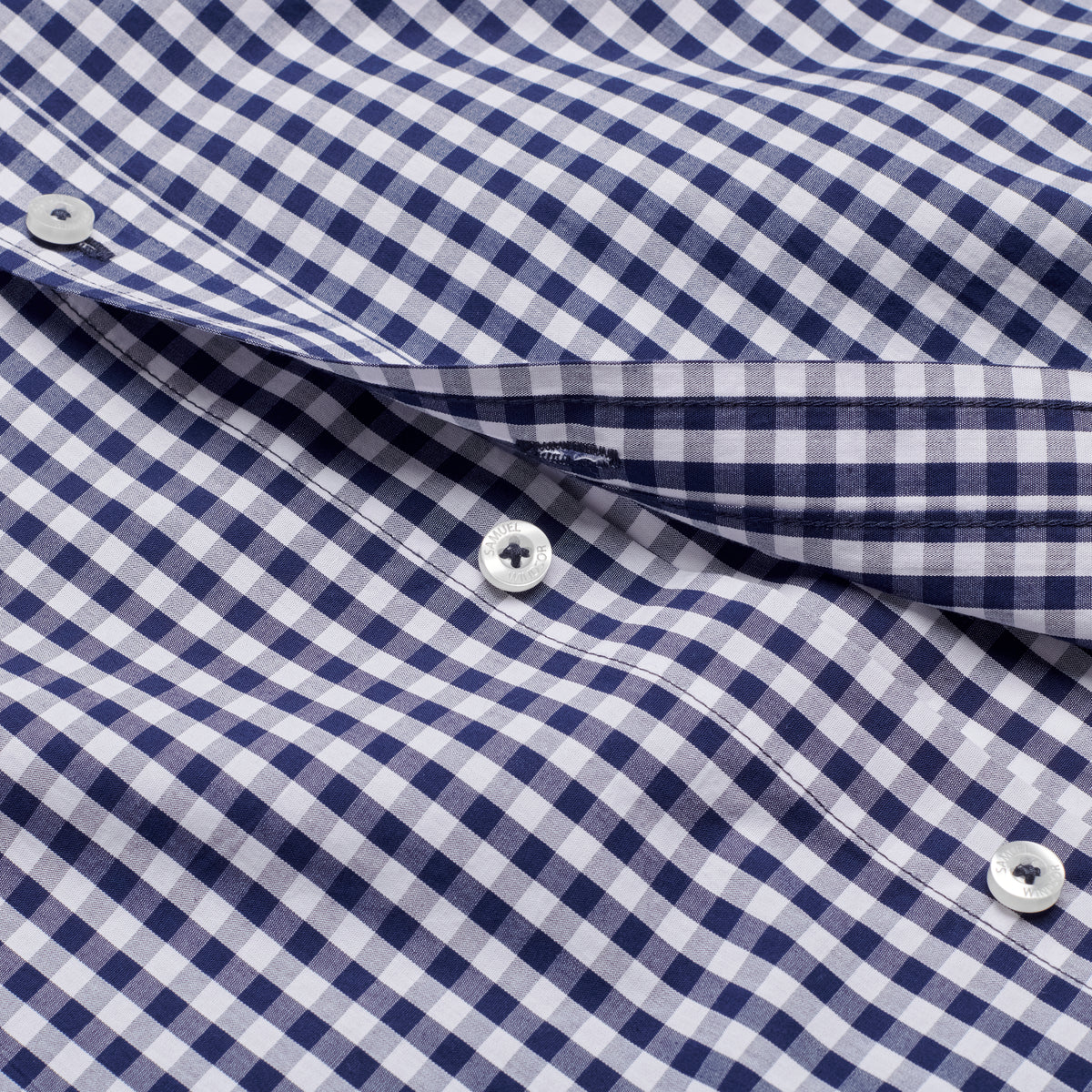 Poplin Shirt - Navy Check - Buttons Detail
