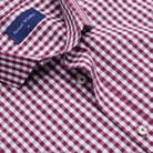 Poplin Shirt - Berry Check - Neckline Detail