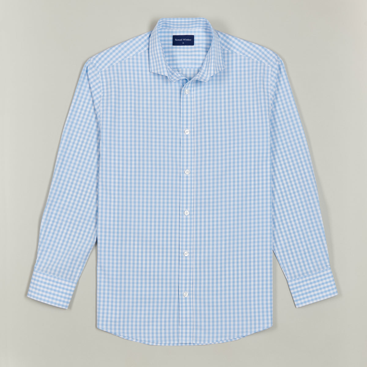 Poplin Shirt - Sky Check - Front