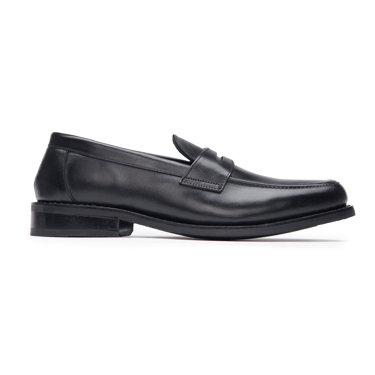 Penny Loafer - Black Rubber Sole (Wide Fit) - side view