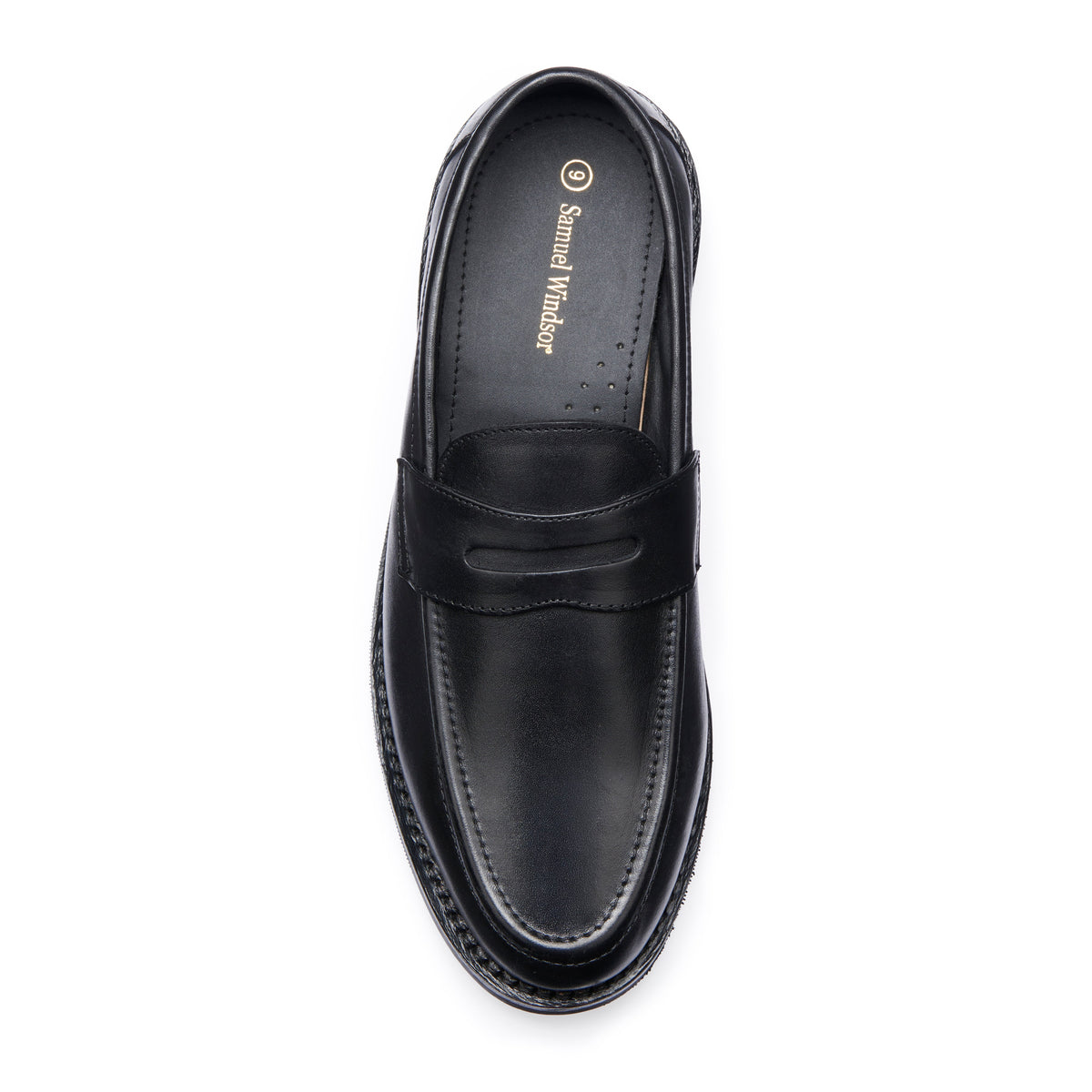 Penny Loafer - Black Rubber Sole (Regular Fit) - overhead view