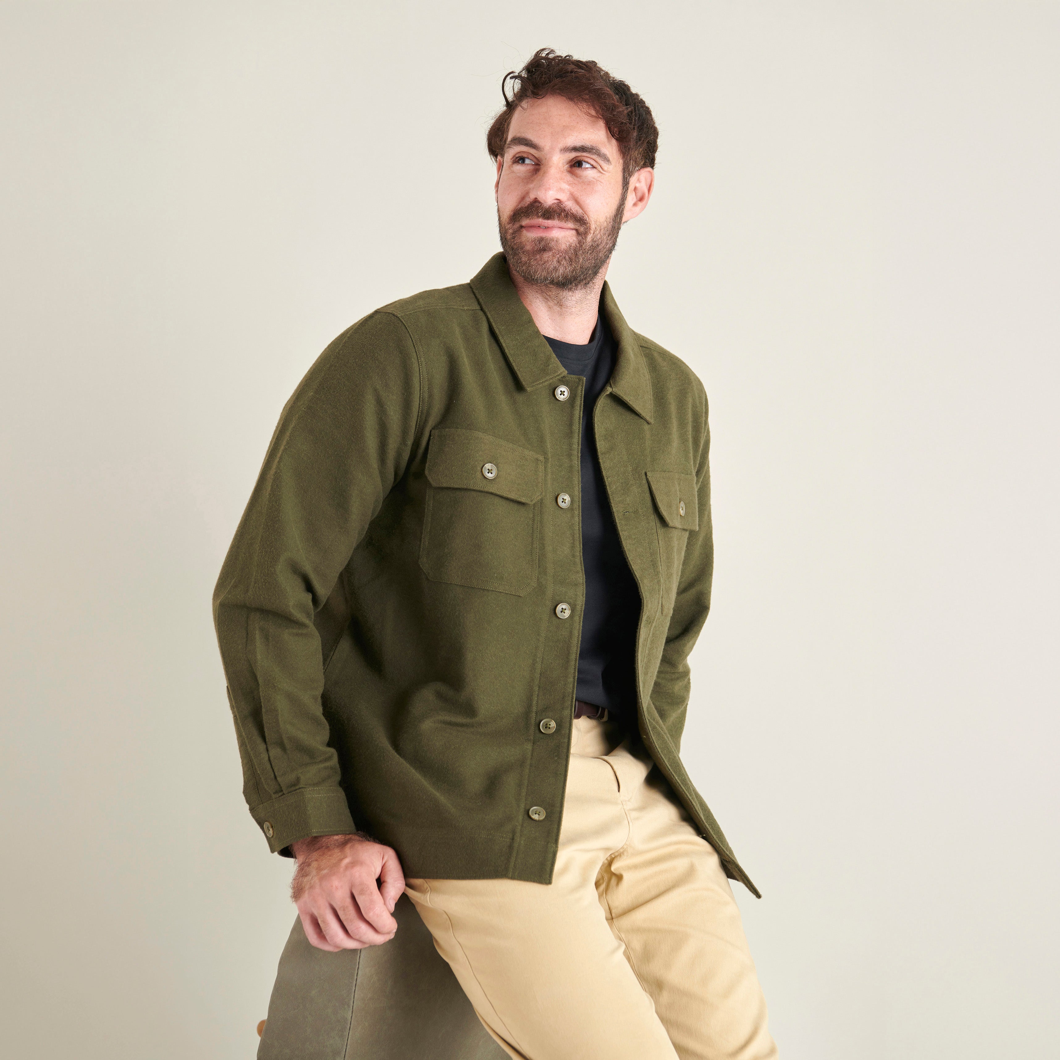 Moleskin Overshirt - Dark Olive - Lifestyle Front