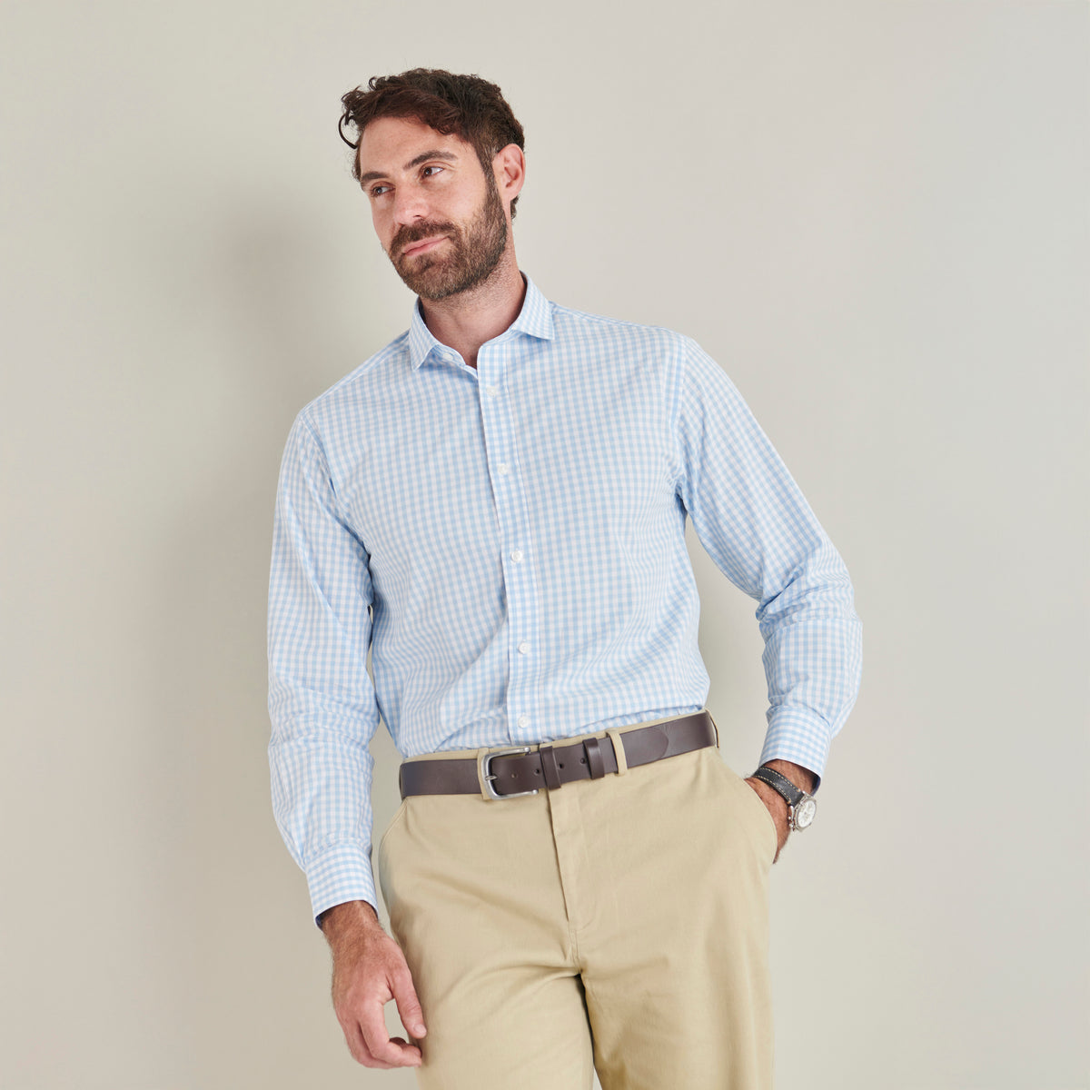 Poplin Shirt - Sky Check - Lifestyle Front