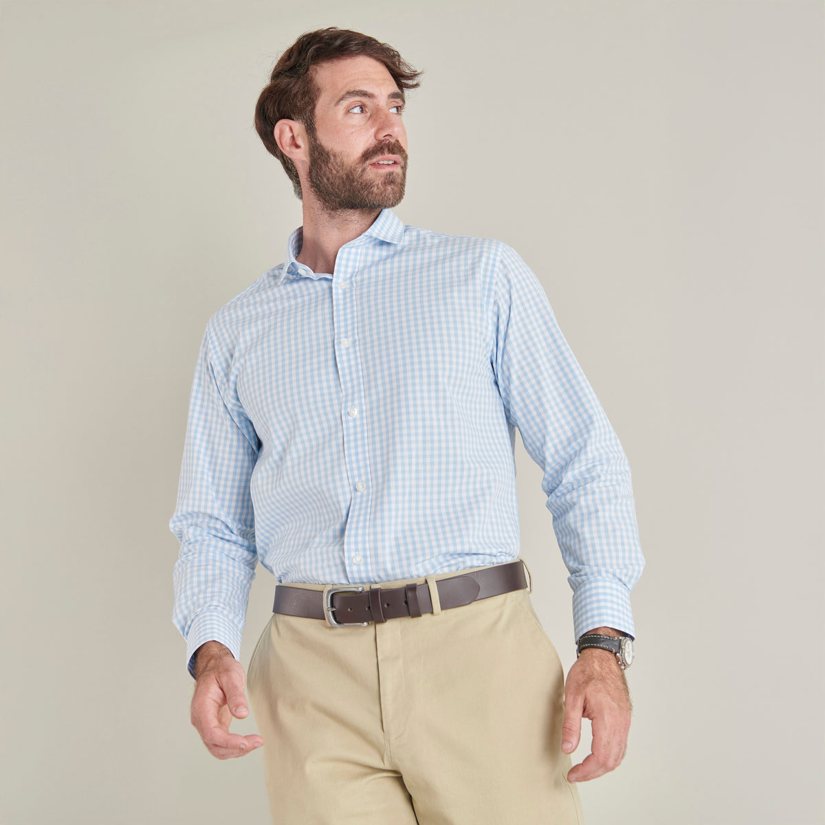 Poplin Shirt - Sky Check - Lifestyle Front