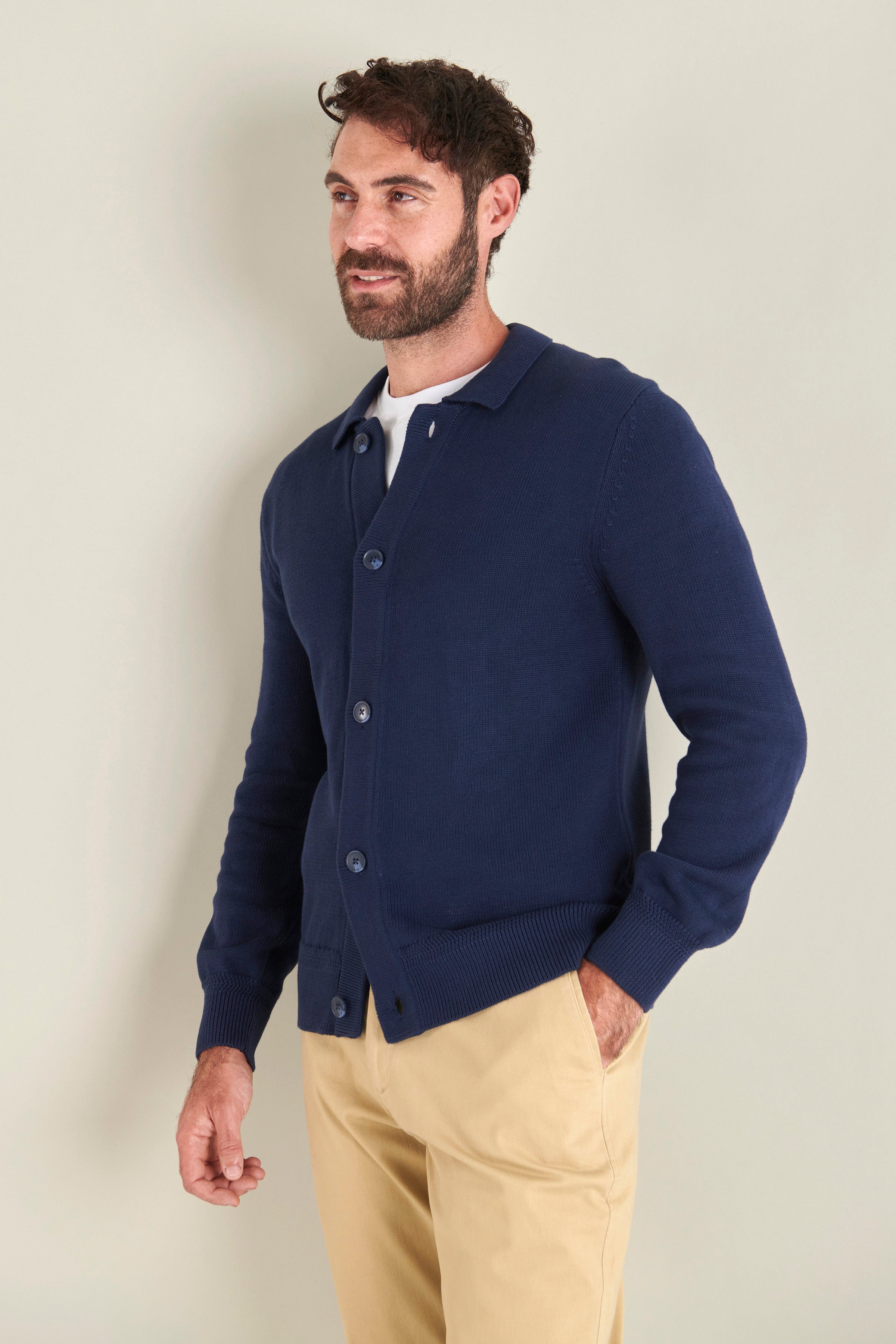 Knitted Cardigan - Navy - Lifestyle Front