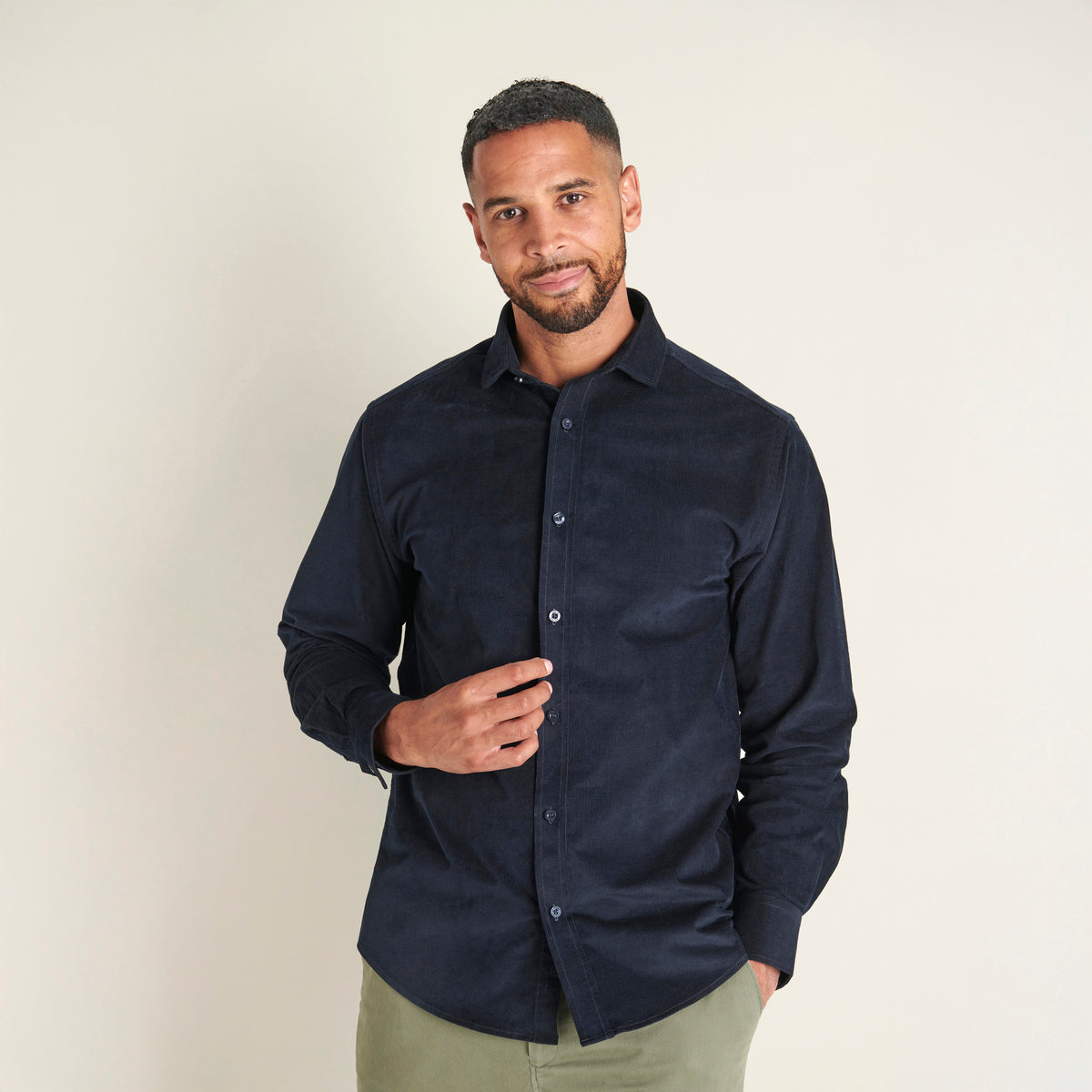 Corduroy Shirt - Navy - Lifestyle Front