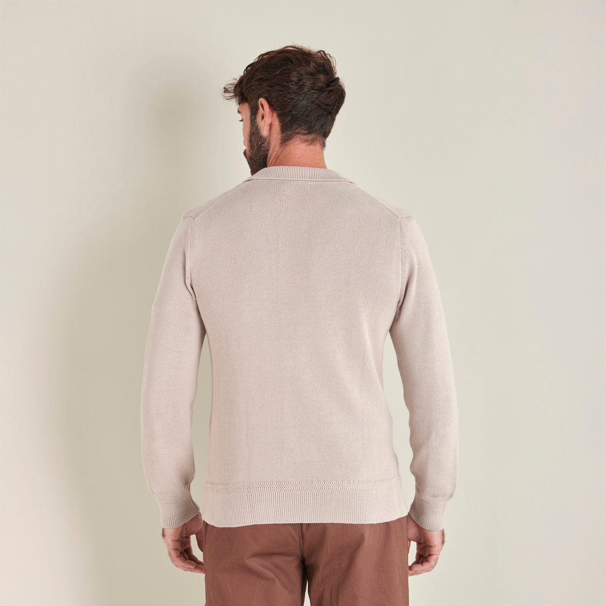 Knitted Cardigan - Taupe - Lifestyle Back
