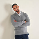 Quarter-Zip Knitted Jumper - Grey - Lifestyle Back