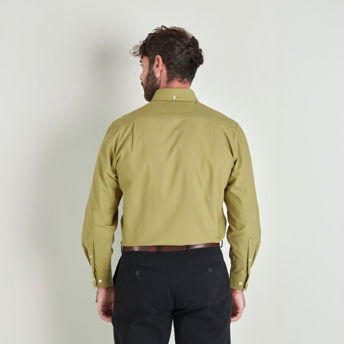 Oxford Shirt - Light Olive - Lifestyle Back