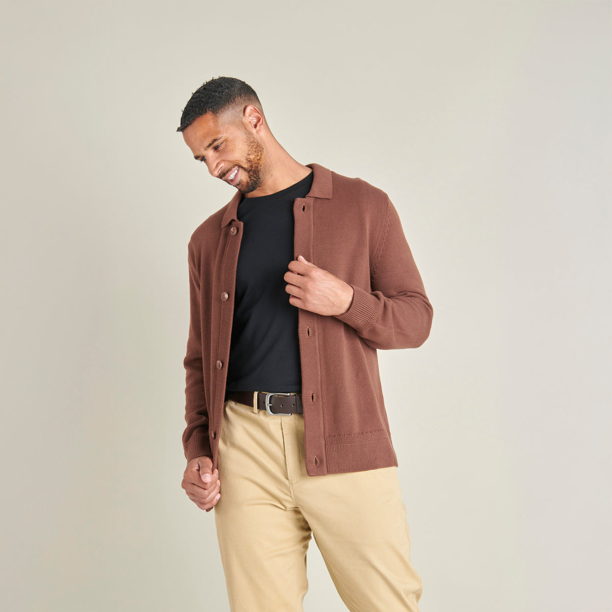 Knitted Cardigan - Chocolate - Lifestyle Front
