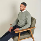 Crew Neck Jumper - Olive - Lifestyle Front